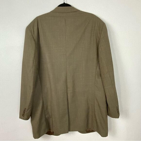 Chaps Ralph Lauren Suit Jacket Tan Wool Window Pane Plaid Men’s Size 50R - Picture 2 of 16